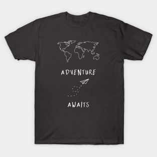 Adventure Awaits Map - White T-Shirt